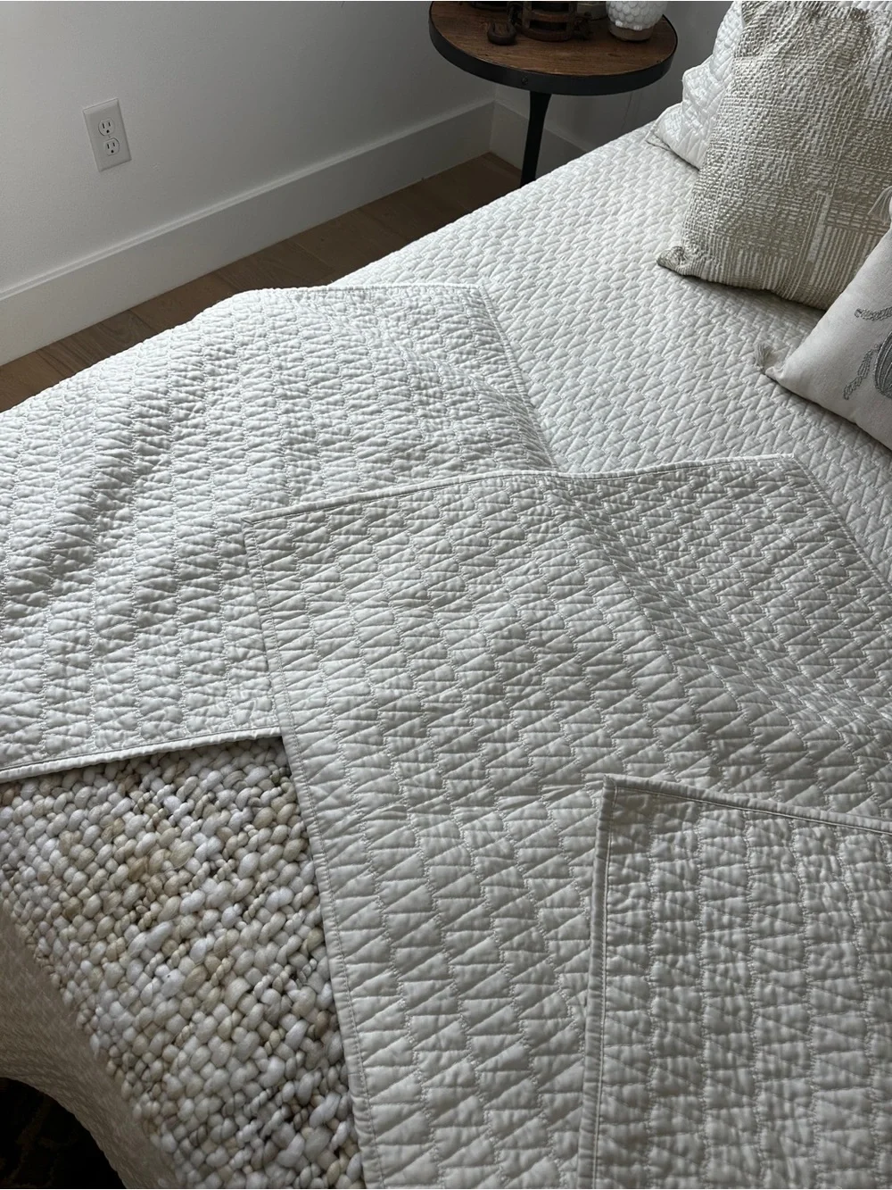West Elm Ivory/Cream Quilted European Shams perfect condition - 3 shams